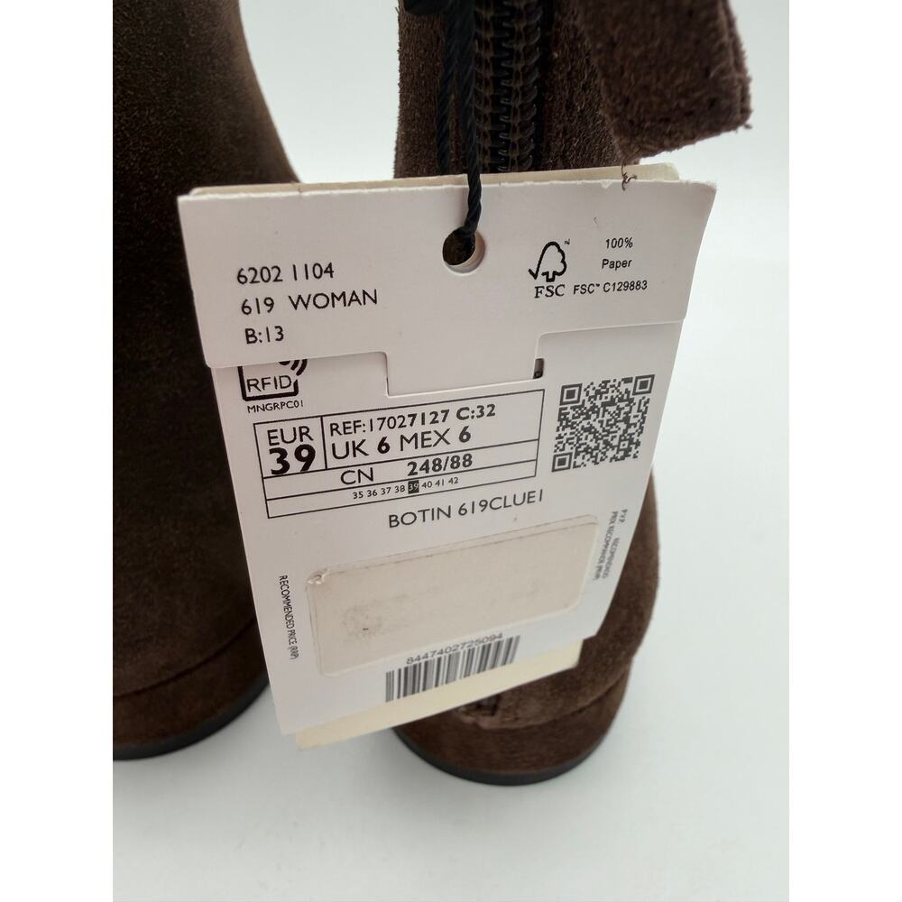 Mango Chocolate Brown Supple Bovine Suede Leather Round Toe Ankle Boots 8.5 - Picture 6 of 10